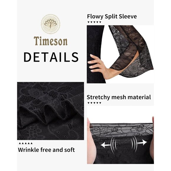 Women's 3/4 Sleeve Floral Blouses Shirts Double Layers V Neck Dressy Tunics Tops - Picture 5 of 6